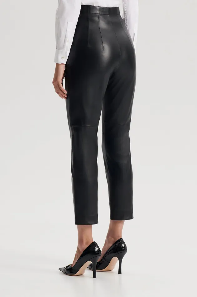 Women LEATHER SLIM CROP TROUSER BLACK Trousers Scanlan Theodore Women LEATHER SLIM CROP TROUSER BLACK Trousers Scanlan Theodore