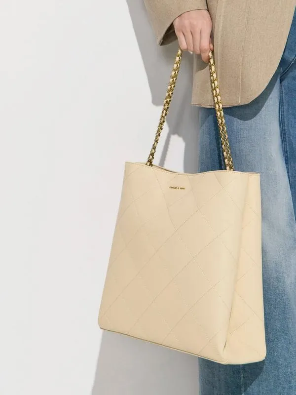 Women Leia Braided Handle Tote Bag 8211 Beige CHARLES and KEITH Tote Bags
