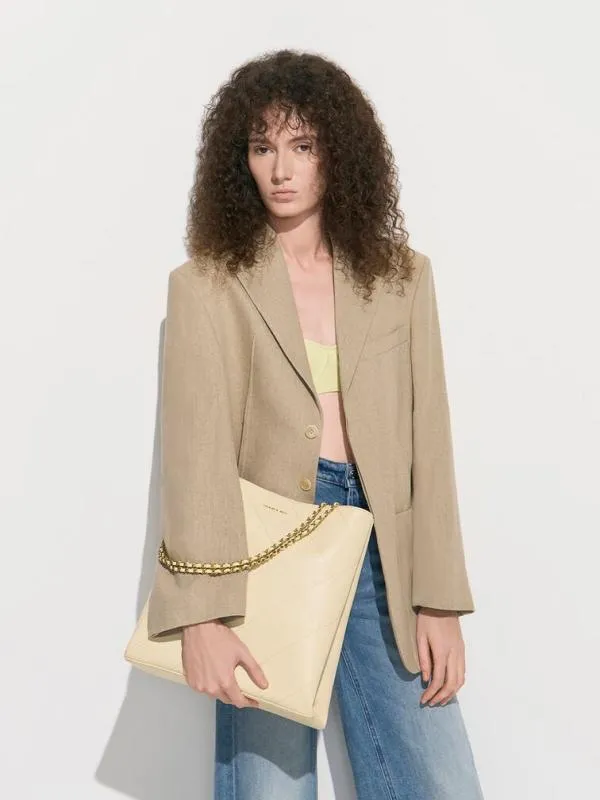 Women Leia Braided Handle Tote Bag 8211 Beige CHARLES and KEITH Tote Bags