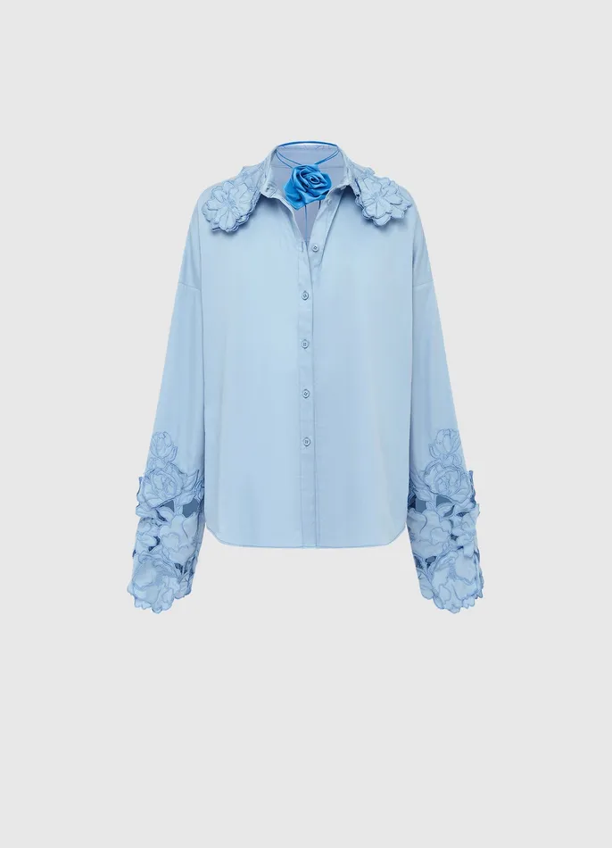 Women LEO LIN Daniella Appliqu Blouse 8211 Powder Blue Tops and Shirts
