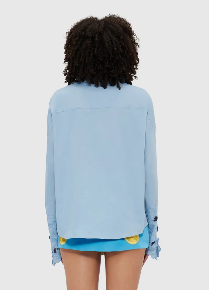 Women LEO LIN Daniella Appliqu Blouse 8211 Powder Blue Tops and Shirts