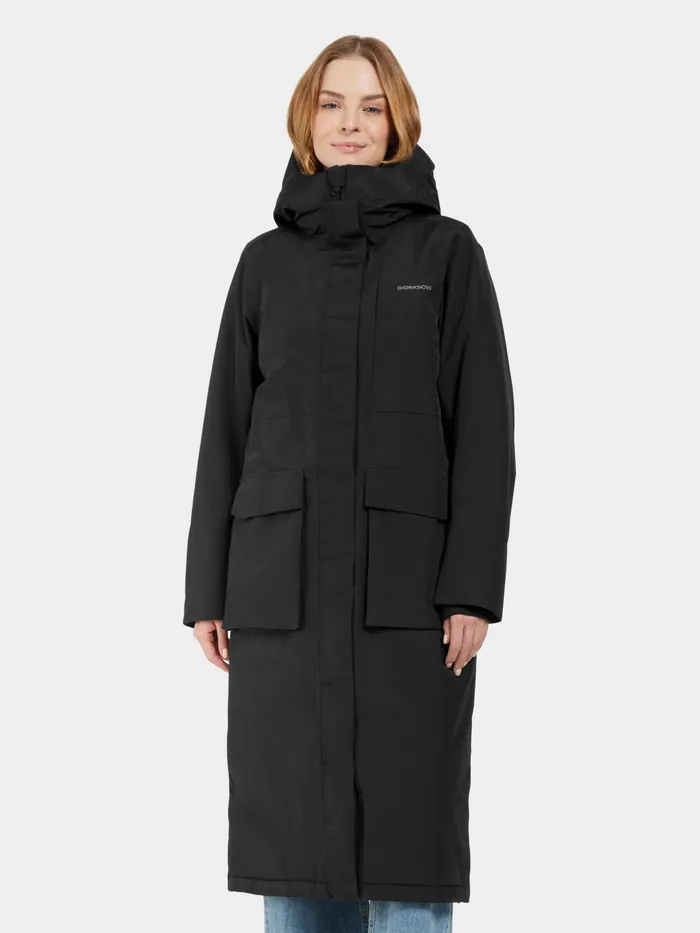 Women Leya Parka Long Black Didriksons Autumn Jackets
