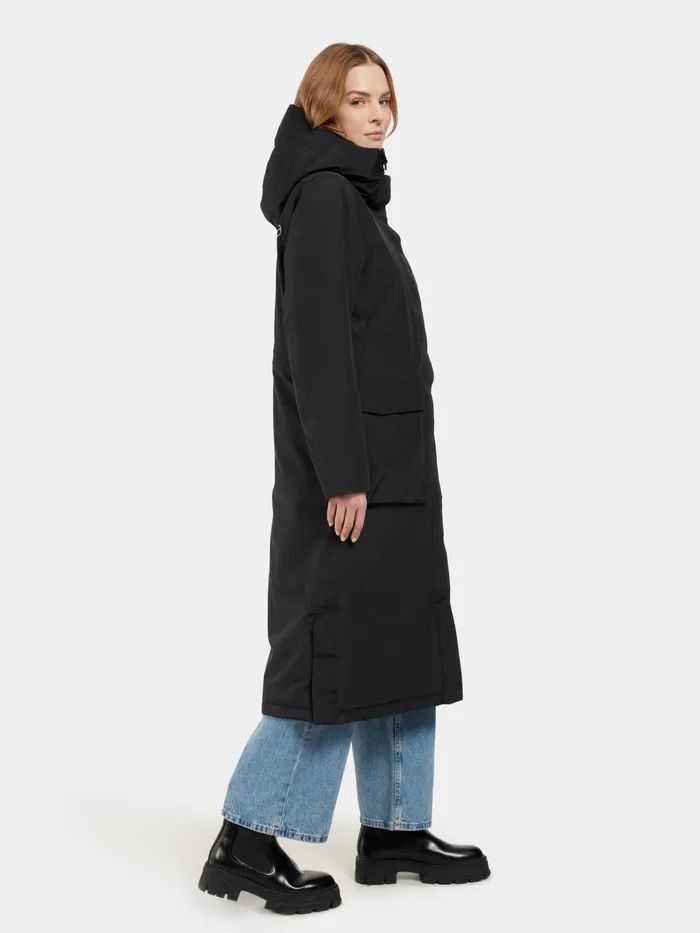 Women Leya Parka Long Black Didriksons Autumn Jackets