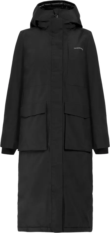 Women Leya Parka Long Black Didriksons Autumn Jackets