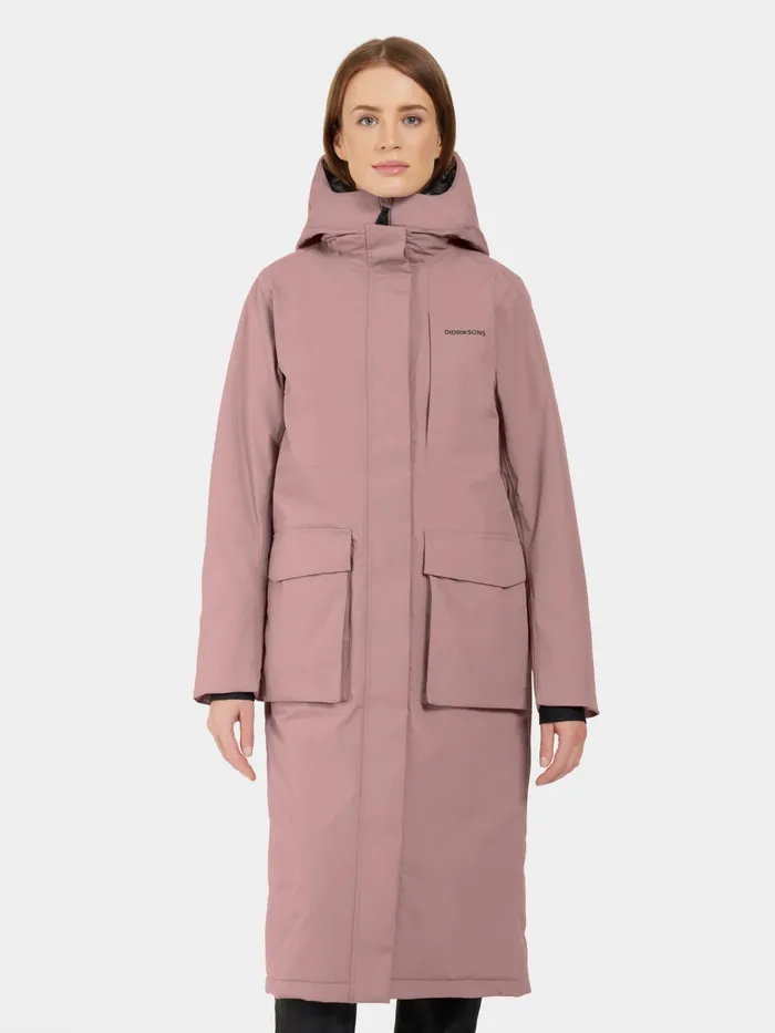 Women Leya Parka Long Faded Wine Didriksons Autumn Jackets