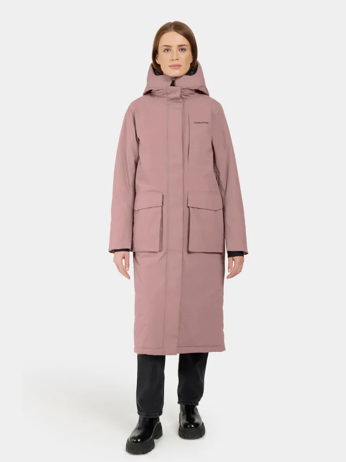 Women Leya Parka Long Faded Wine Didriksons Autumn Jackets