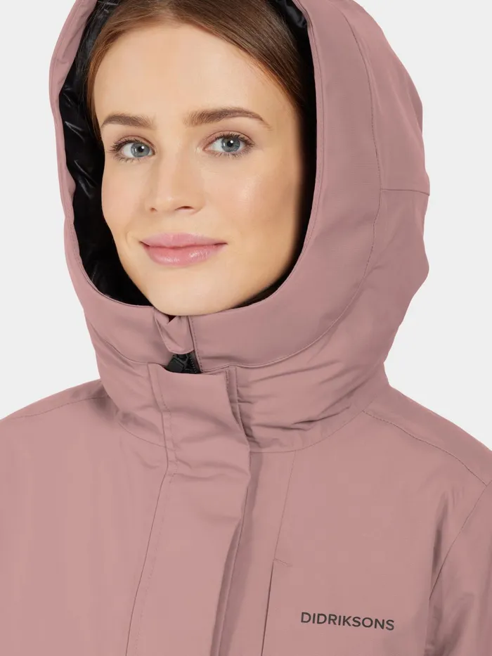 Women Leya Parka Long Faded Wine Didriksons Autumn Jackets