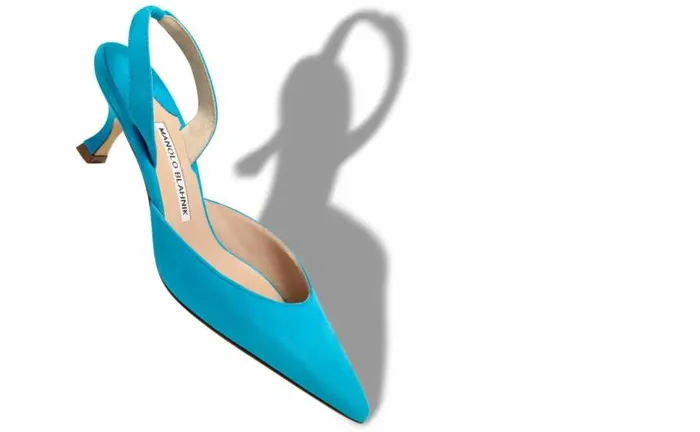 Women Light Blue Suede Slingback Pumps Manolo Blahnik Pumps