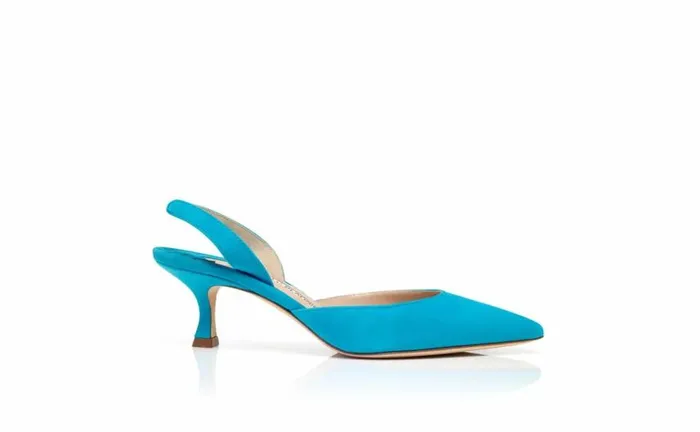 Women Light Blue Suede Slingback Pumps Manolo Blahnik Pumps