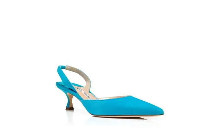 Women Light Blue Suede Slingback Pumps Manolo Blahnik Pumps