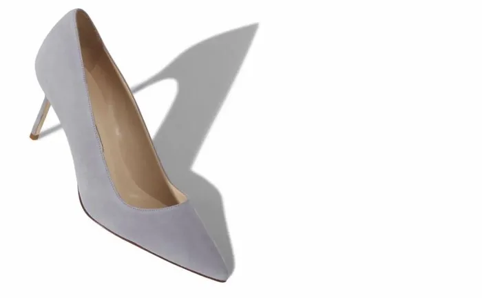 Women Light Grey Suede Pointed Toe Pumps Manolo Blahnik Pumps