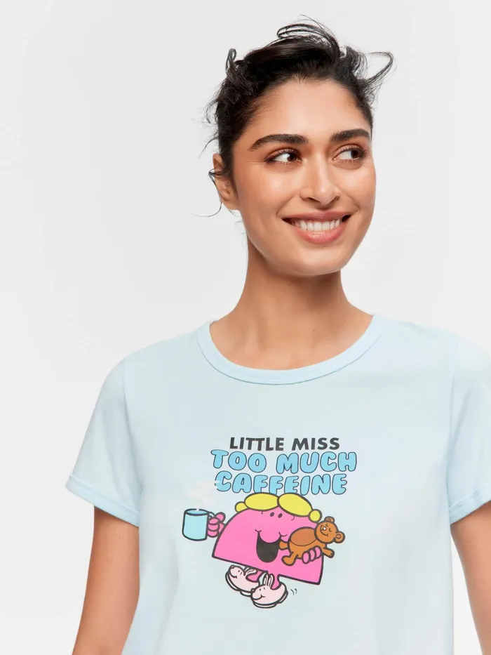 Women Little Miss Caffeine Tee Pale Blue Peter Alexander Tops