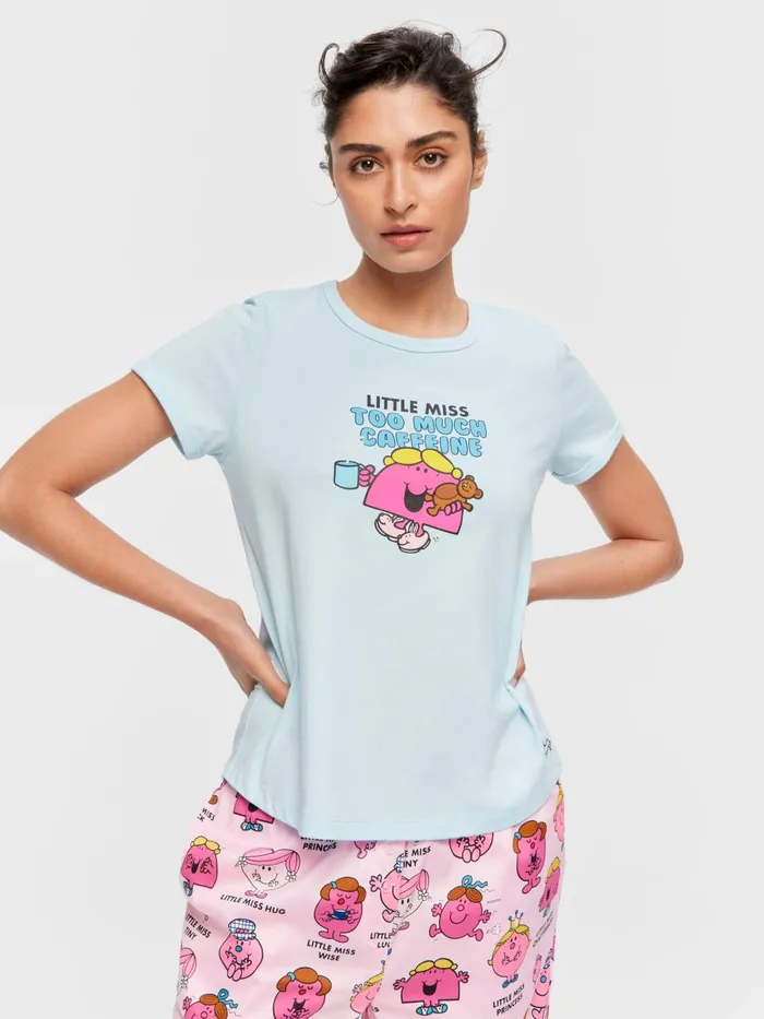 Women Little Miss Caffeine Tee Pale Blue Peter Alexander Tops