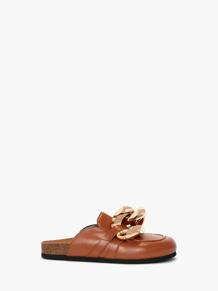Women Loafers JW Anderson CHAIN LOAFER LEATHER MULES Pecan