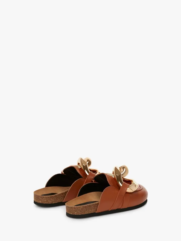 Women Loafers JW Anderson CHAIN LOAFER LEATHER MULES Pecan