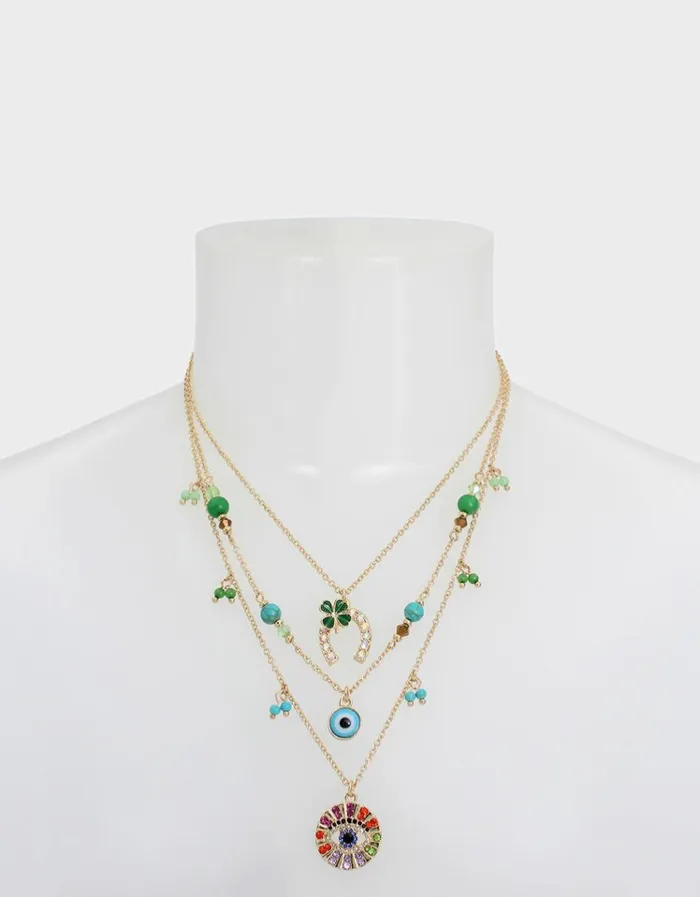 Women LUCKING OUT CHARM ILLUSION NECKLACE MULTI Betsey Johnson Women LUCKING OUT CHARM ILLUSION NECKLACE MULTI Betsey Johnson