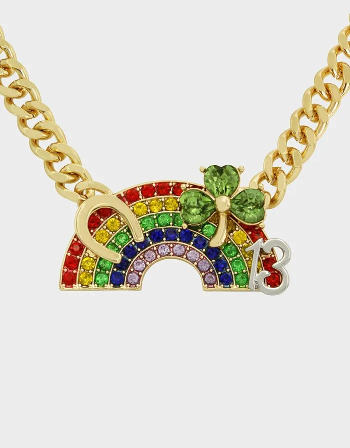 Women LUCKING OUT RAINBOW PENDANT NECKLACE RAINBOW Betsey Johnson