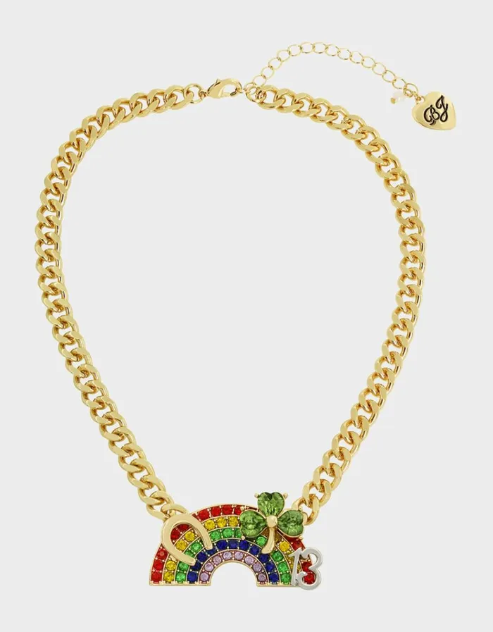 Women LUCKING OUT RAINBOW PENDANT NECKLACE RAINBOW Betsey Johnson Women LUCKING OUT RAINBOW PENDANT NECKLACE RAINBOW Betsey Johnson