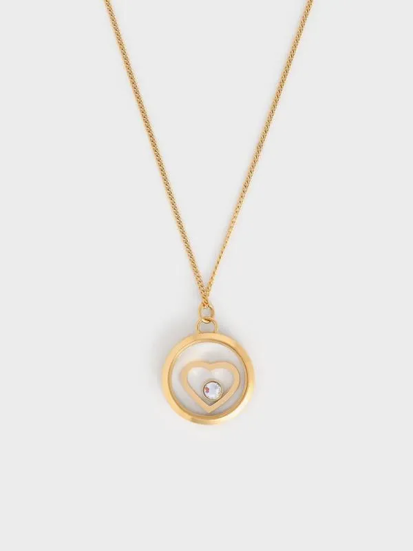 Women Malorie Crystal Heart Necklace 8211 Gold CHARLES and KEITH Necklaces