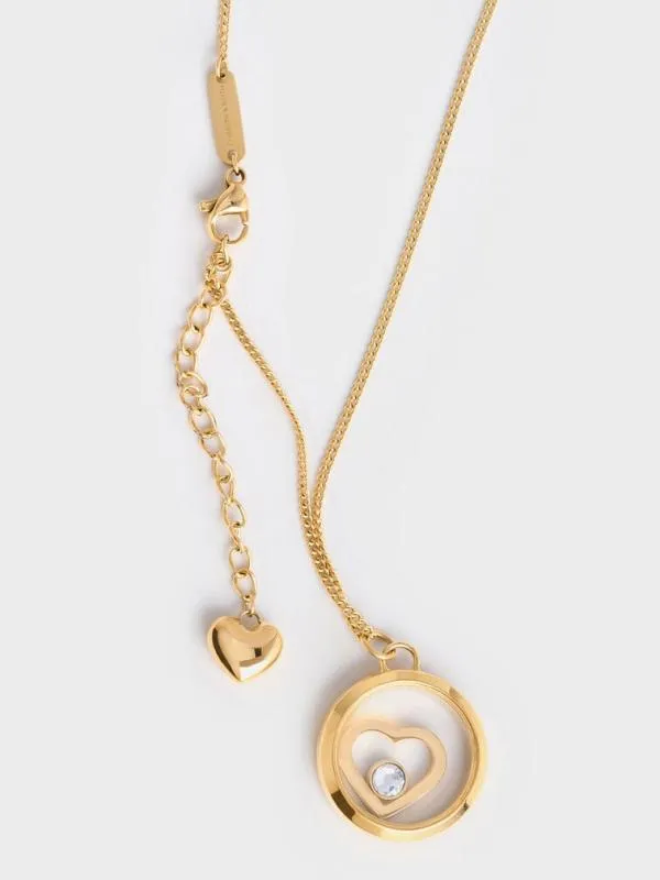 Women Malorie Crystal Heart Necklace 8211 Gold CHARLES and KEITH Necklaces Women Malorie Crystal Heart Necklace 8211 Gold CHARLES and KEITH Necklaces