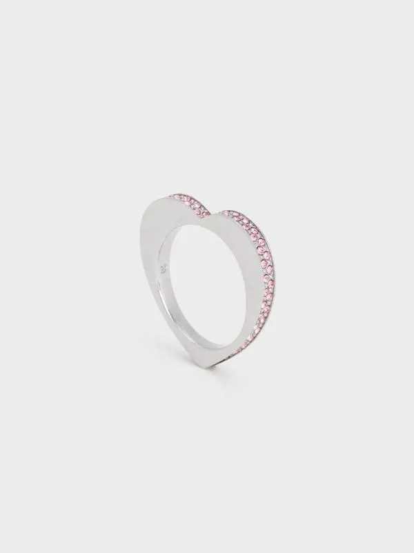 Women Malorie Crystal Heart Ring 8211 Silver CHARLES and KEITH Rings Women Malorie Crystal Heart Ring 8211 Silver CHARLES and KEITH Rings
