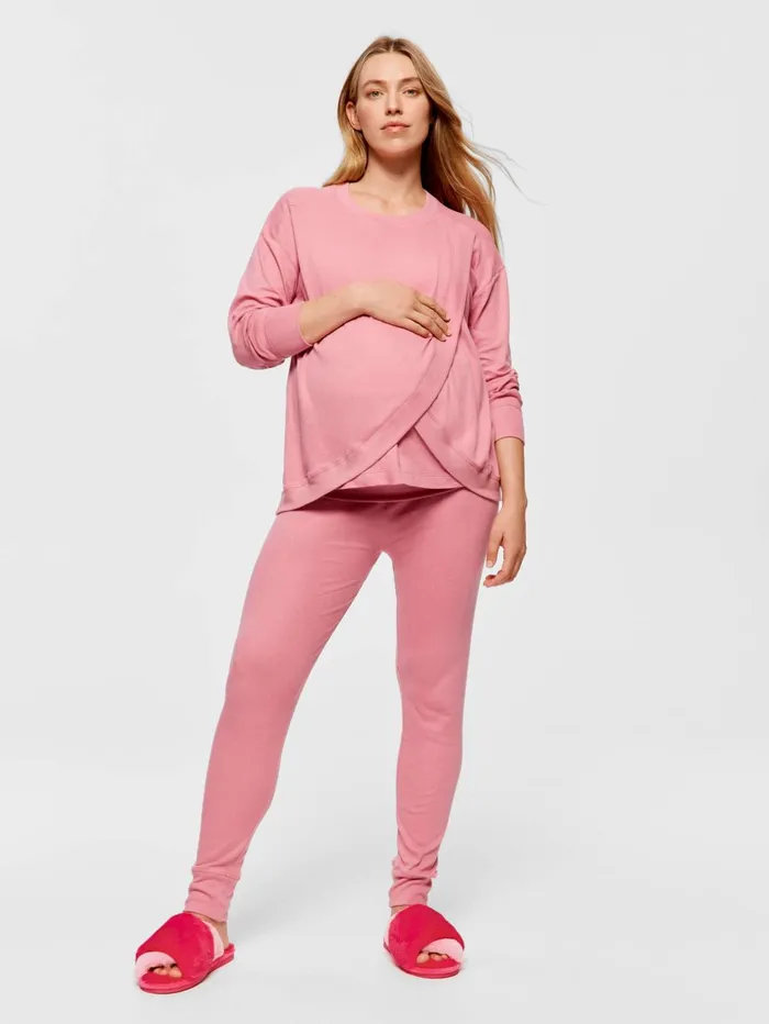 Women Maternity Pointelle Long Sleeve Pj Set Rose Peter Alexander Maternity
