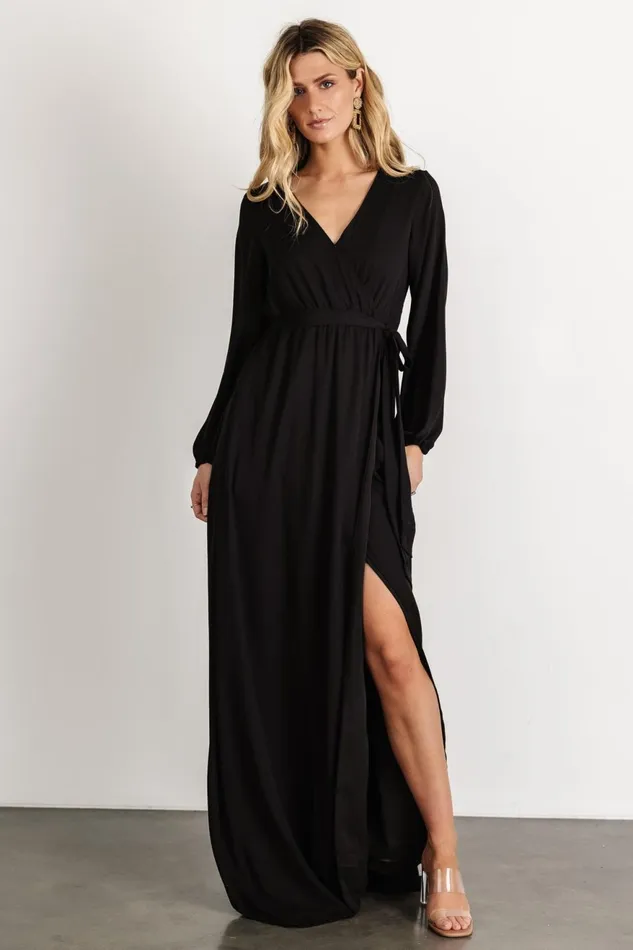 Women Maxi Dresses Baltic Born Breanne Faux Wrap Maxi Dress Black