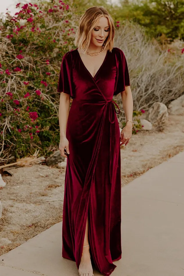 Women Maxi Dresses Baltic Born Meghan Velvet Wrap Maxi Dress Mulberry Women Maxi Dresses Baltic Born Meghan Velvet Wrap Maxi Dress Mulberry
