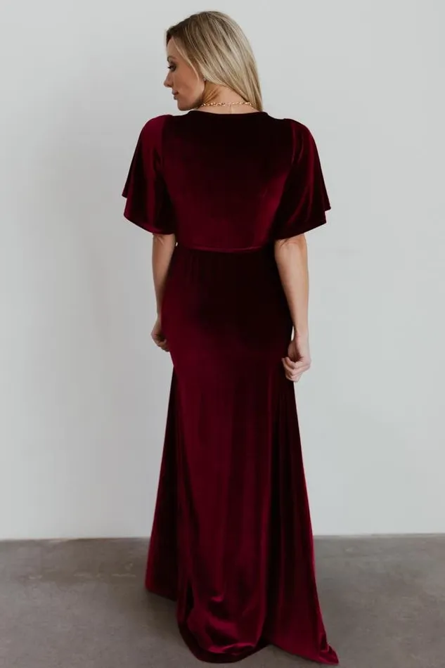 Women Maxi Dresses Baltic Born Meghan Velvet Wrap Maxi Dress Mulberry Women Maxi Dresses Baltic Born Meghan Velvet Wrap Maxi Dress Mulberry