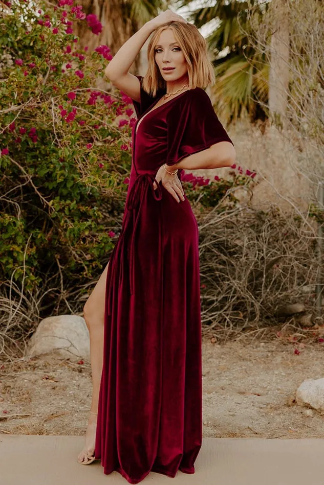 Women Maxi Dresses Baltic Born Meghan Velvet Wrap Maxi Dress Mulberry Women Maxi Dresses Baltic Born Meghan Velvet Wrap Maxi Dress Mulberry