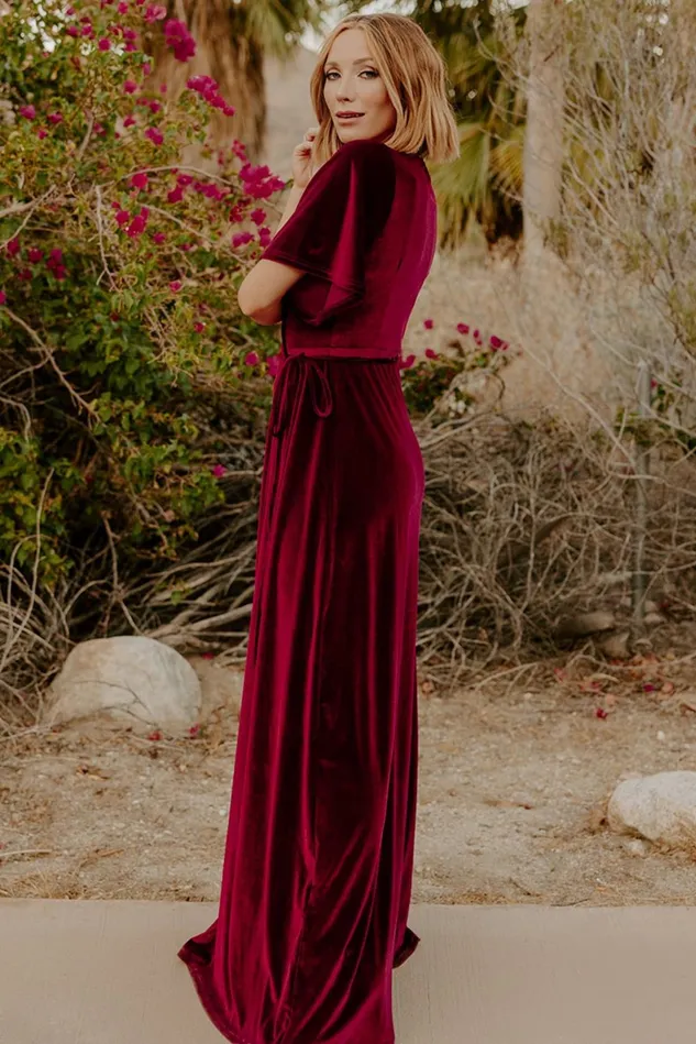 Women Maxi Dresses Baltic Born Meghan Velvet Wrap Maxi Dress Mulberry Women Maxi Dresses Baltic Born Meghan Velvet Wrap Maxi Dress Mulberry