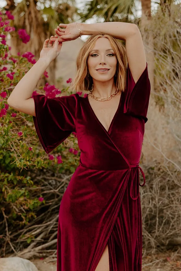Women Maxi Dresses Baltic Born Meghan Velvet Wrap Maxi Dress Mulberry Women Maxi Dresses Baltic Born Meghan Velvet Wrap Maxi Dress Mulberry