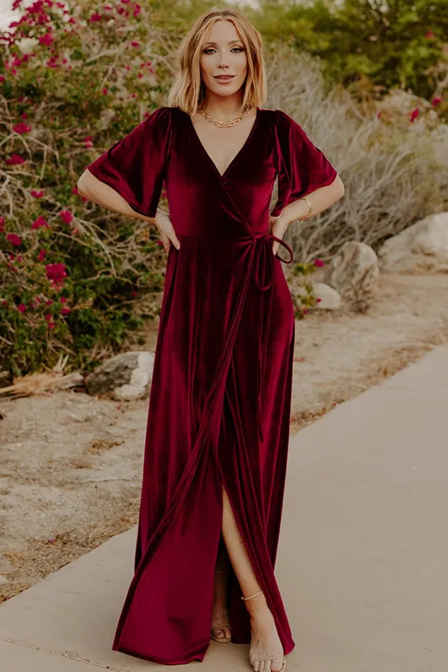 Women Maxi Dresses Baltic Born Meghan Velvet Wrap Maxi Dress Mulberry Women Maxi Dresses Baltic Born Meghan Velvet Wrap Maxi Dress Mulberry
