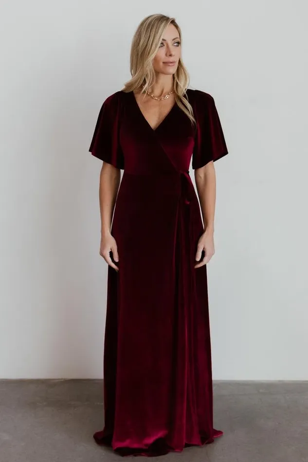 Women Maxi Dresses Baltic Born Meghan Velvet Wrap Maxi Dress Mulberry Women Maxi Dresses Baltic Born Meghan Velvet Wrap Maxi Dress Mulberry