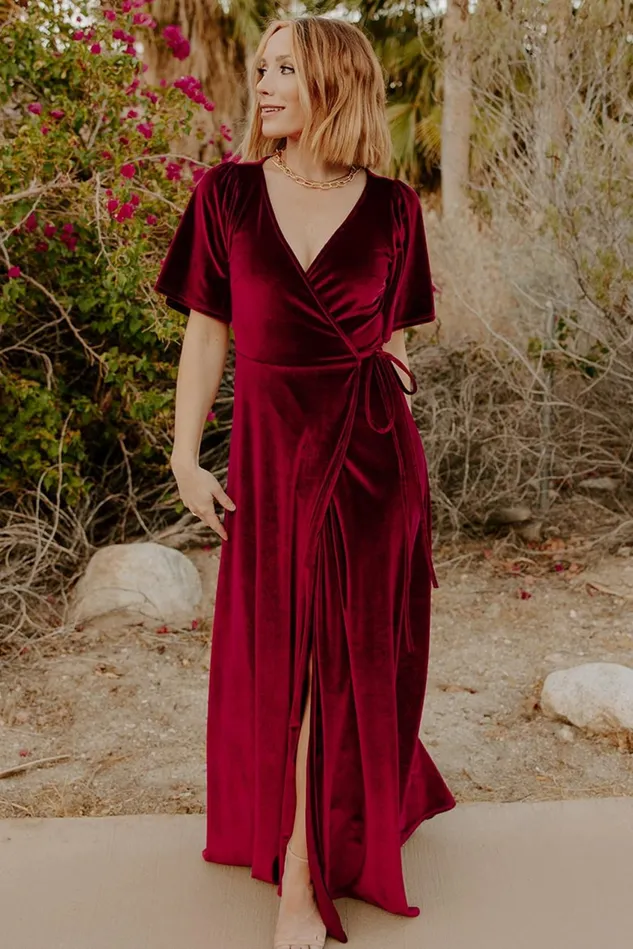 Women Maxi Dresses Baltic Born Meghan Velvet Wrap Maxi Dress Mulberry Women Maxi Dresses Baltic Born Meghan Velvet Wrap Maxi Dress Mulberry