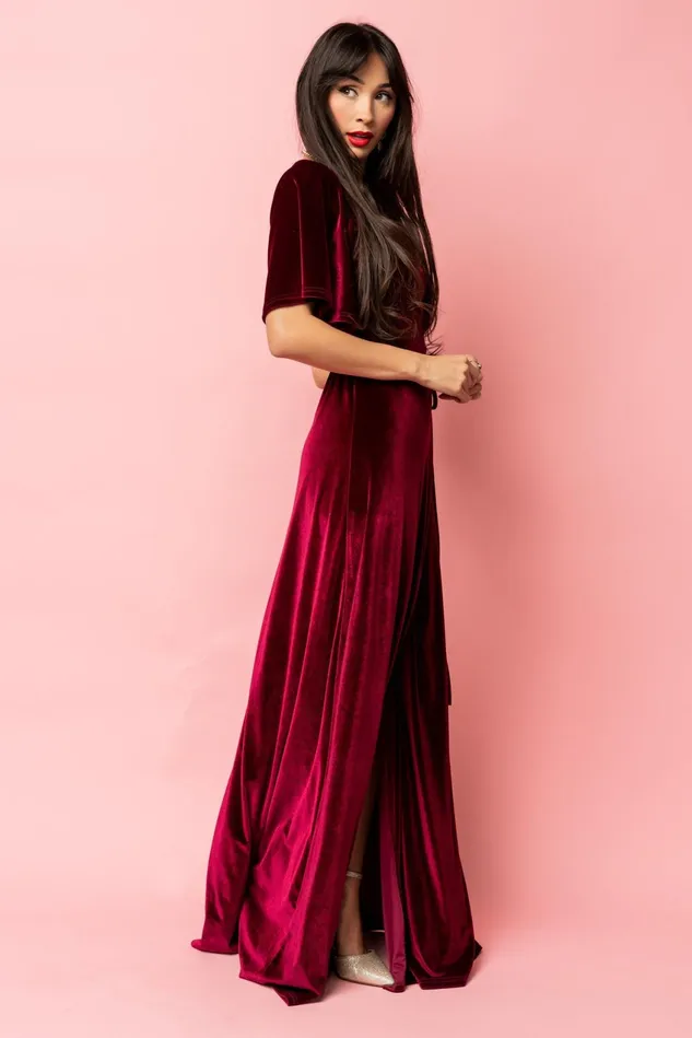 Women Maxi Dresses Baltic Born Meghan Velvet Wrap Maxi Dress Mulberry Women Maxi Dresses Baltic Born Meghan Velvet Wrap Maxi Dress Mulberry