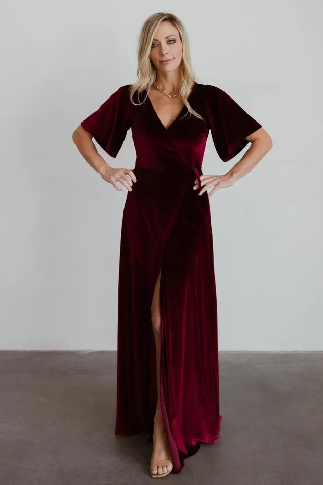 Women Maxi Dresses Baltic Born Meghan Velvet Wrap Maxi Dress Mulberry Women Maxi Dresses Baltic Born Meghan Velvet Wrap Maxi Dress Mulberry