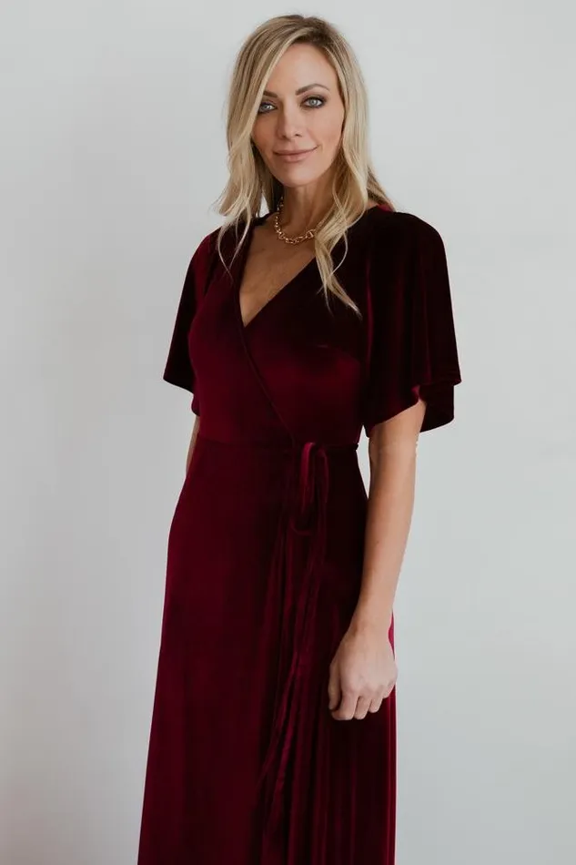 Women Maxi Dresses Baltic Born Meghan Velvet Wrap Maxi Dress Mulberry Women Maxi Dresses Baltic Born Meghan Velvet Wrap Maxi Dress Mulberry