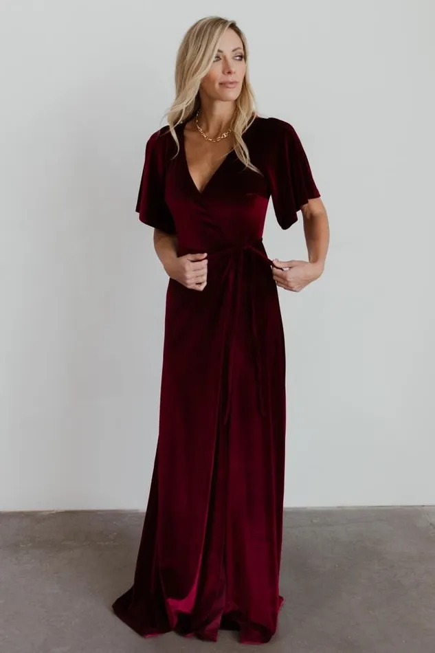 Women Maxi Dresses Baltic Born Meghan Velvet Wrap Maxi Dress Mulberry Women Maxi Dresses Baltic Born Meghan Velvet Wrap Maxi Dress Mulberry