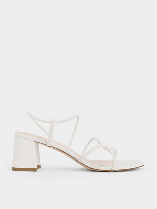 Women Meadow Strappy Block Heel Sandals 8211 White CHARLES and KEITH Heels