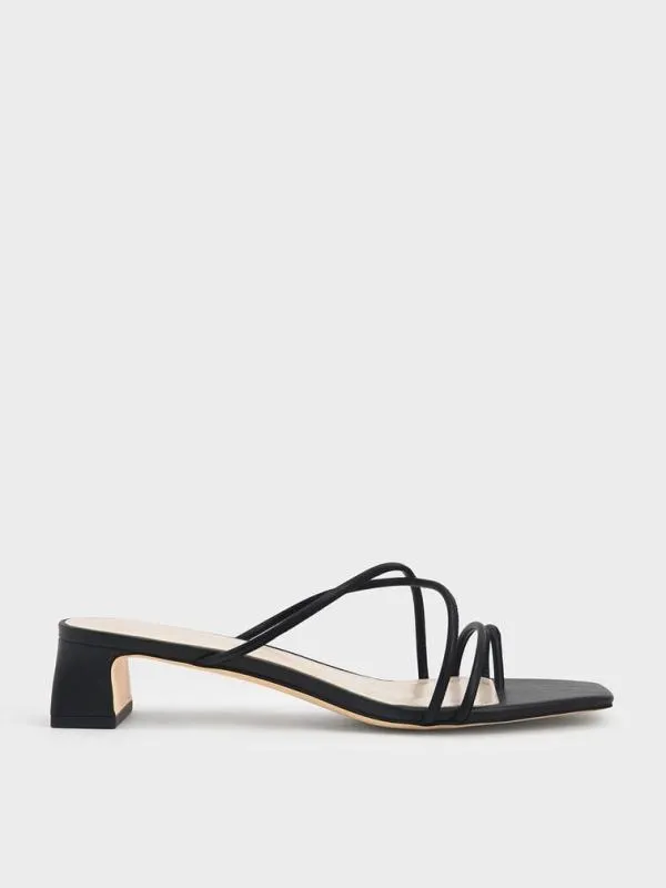 Women Meadow Strappy Toe Ring Sandals 8211 Black CHARLES and KEITH Sandals