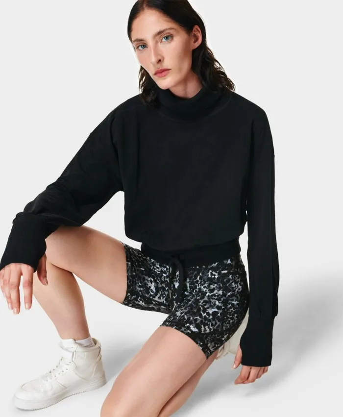 Women Melody Luxe Fleece Pullover Black Sweaty Betty Jumpers Hoodies