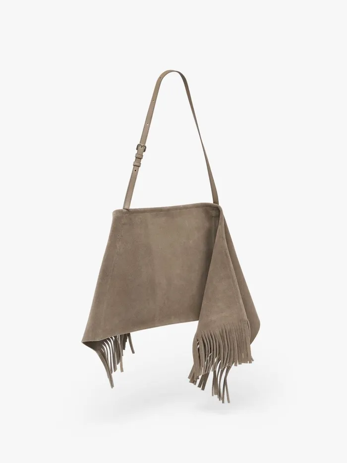 WomenMen Shoulder Bags JW Anderson MEDIUM SCARF BAG 8211 SUEDE SHOULDER BAG Cobblestone
