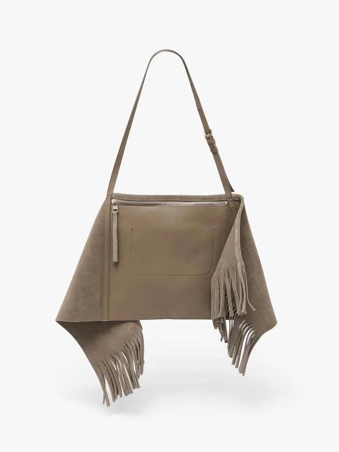 WomenMen Shoulder Bags JW Anderson MEDIUM SCARF BAG 8211 SUEDE SHOULDER BAG Cobblestone