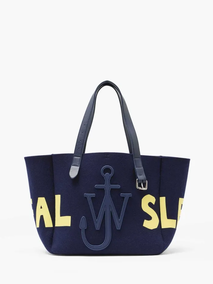 WomenMen Tote Bags JW Anderson BELT TOTE BAG 8211 039REAL SLEEP039 SLOGAN SHOULDER BAG Navy WomenMen Tote Bags JW Anderson BELT TOTE BAG 8211 039REAL SLEEP039 SLOGAN SHOULDER BAG Navy