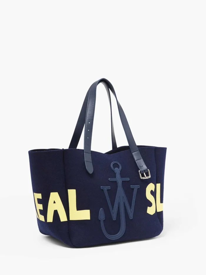 WomenMen Tote Bags JW Anderson BELT TOTE BAG 8211 039REAL SLEEP039 SLOGAN SHOULDER BAG Navy WomenMen Tote Bags JW Anderson BELT TOTE BAG 8211 039REAL SLEEP039 SLOGAN SHOULDER BAG Navy