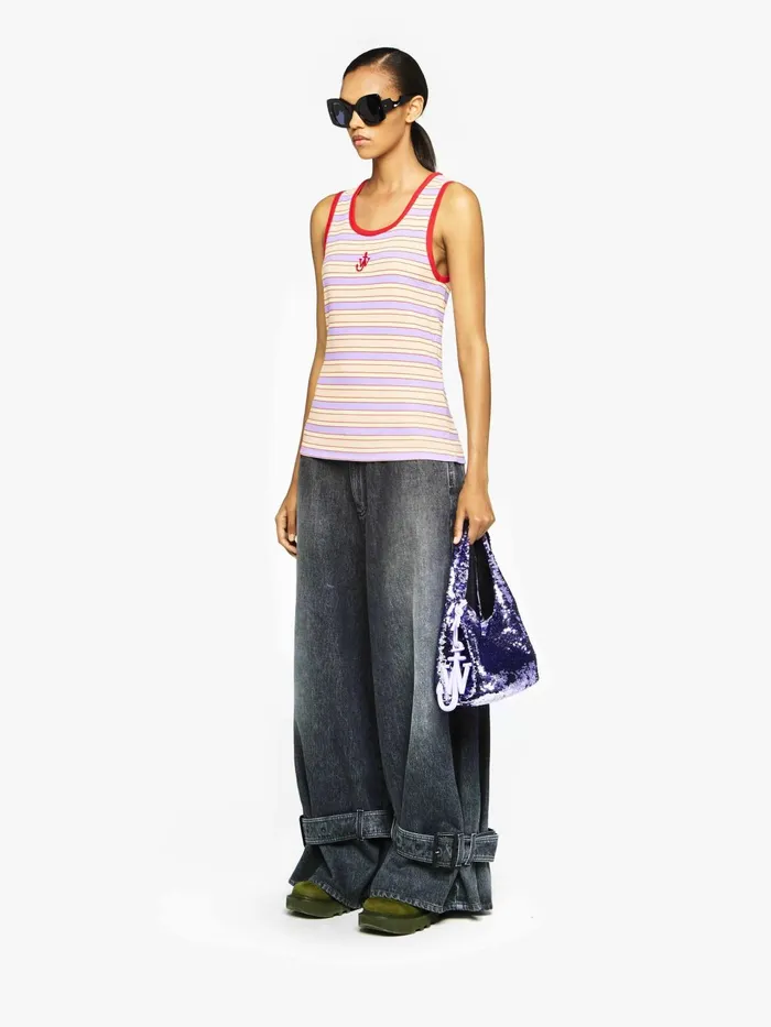 WomenMen Tote Bags JW Anderson MINI SEQUIN SHOPPER 8211 TOP HANDLE BAG Lavender
