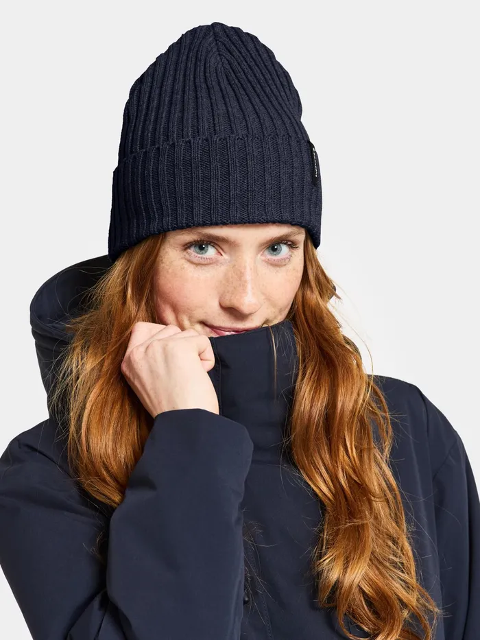 WomenMenYouth Laken Beanie Dark Night Blue Didriksons Hats and Caps