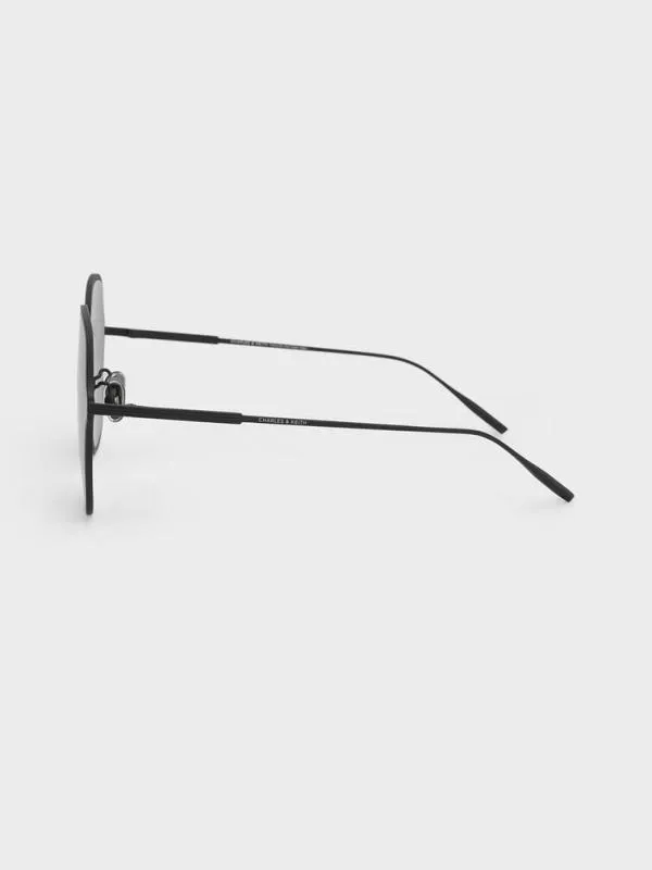 Women Metal Rim Butterfly Sunglasses 8211 Black CHARLES and KEITH Butterfly