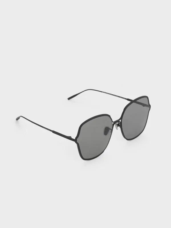 Women Metal Rim Butterfly Sunglasses 8211 Black CHARLES and KEITH Butterfly